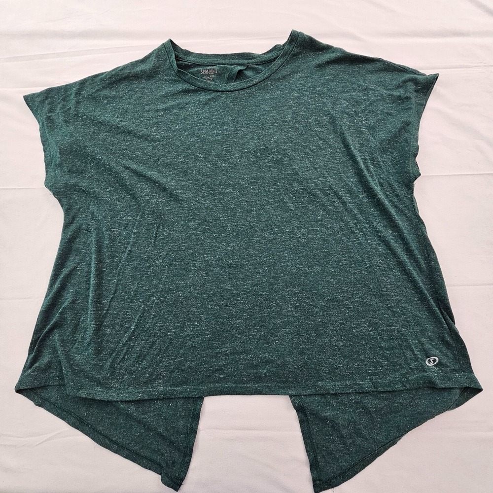 Spalding Green Short Sleeve Split Back Performance T-Shirt Women's 2XL